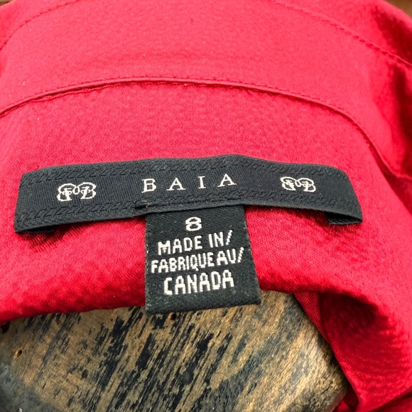 Festive Vintage 90s Deep Red  Silk Ruffle Blouse - Picture 8 of 9